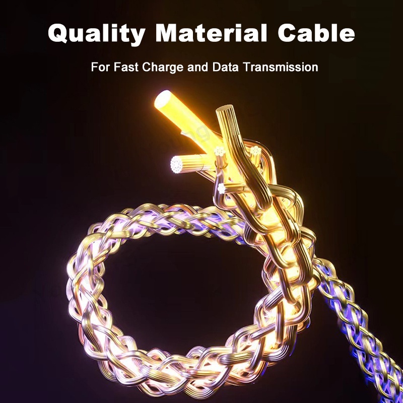 180°Kabel Charge Cepat Siku Rotasi 120W Seng USB Super Charge line 6A Machinist RGB Transmission Charging Cord