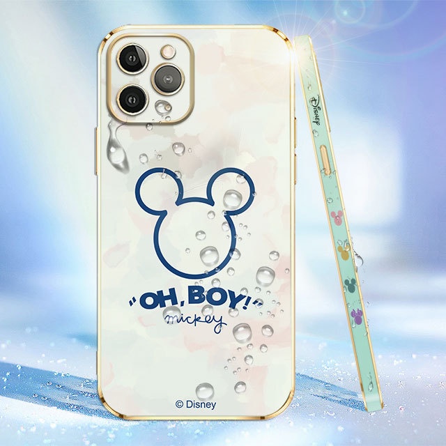 Plating Square Oh Boy Mickey Mouse Case for Samsung A01 A02 A02S M02 M02S A03 A04 A03S Core Shockpro