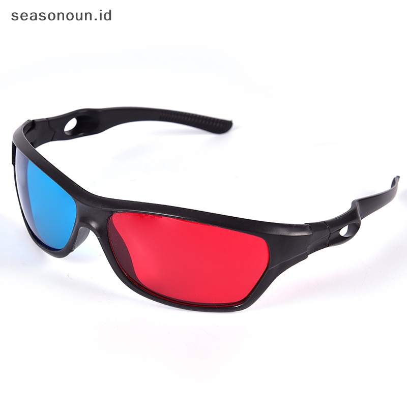 Seasonoun Frame Kacamata 3D Merah Biru Untuk Dimensi Anaglyph Film Game DVD Hitam Kacamata 3D Merah Biru Frame Hitam 5x Untuk DVD Game Film Anaglyph Dimensi Gelas 3D Merah Biru New