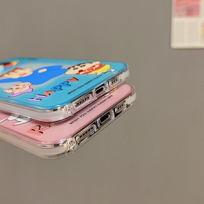 Happy Crayon Shin-chan Family Photo Skin Feel Soft Case HP iP iPhone 12 13 14 Pro Max 11 So Cool FTD Casing Apple