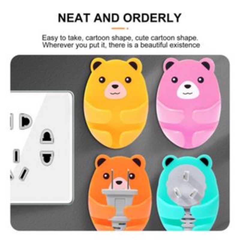 [Harga Grosir] Gantungan Dinding Kait Penyimpanan/Bear Power Plug Socket Bracket/Holder Hemat Ruang Bebas Paku/Gantungan Kamar Mandi Dapur Self Adhesive/Rak Penyimpanan Multifungsi