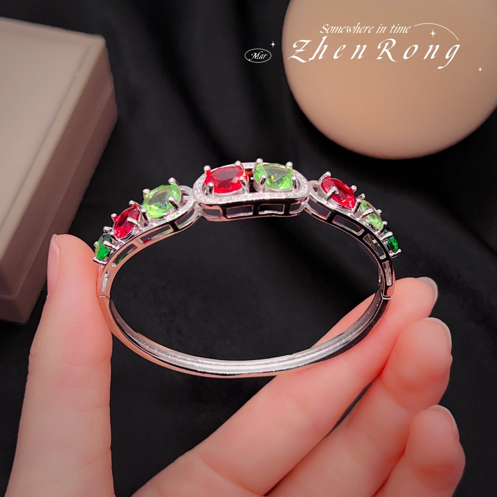 Goldkingdom Aksesoris Perhiasan Fashion Ready Stock Seri Permen Warna Alami Tourmaline Gelang, Mempesona Colorful Treasure Clasp Bracelet Untuk Wanita