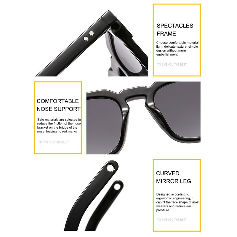 Kacamata Hitam Wanita Pria Optik Anti Sunglass Bingkai Persegi Modis Tamasya Perlindungan Fashion Sunglasses Kaca mata Hitam - SG