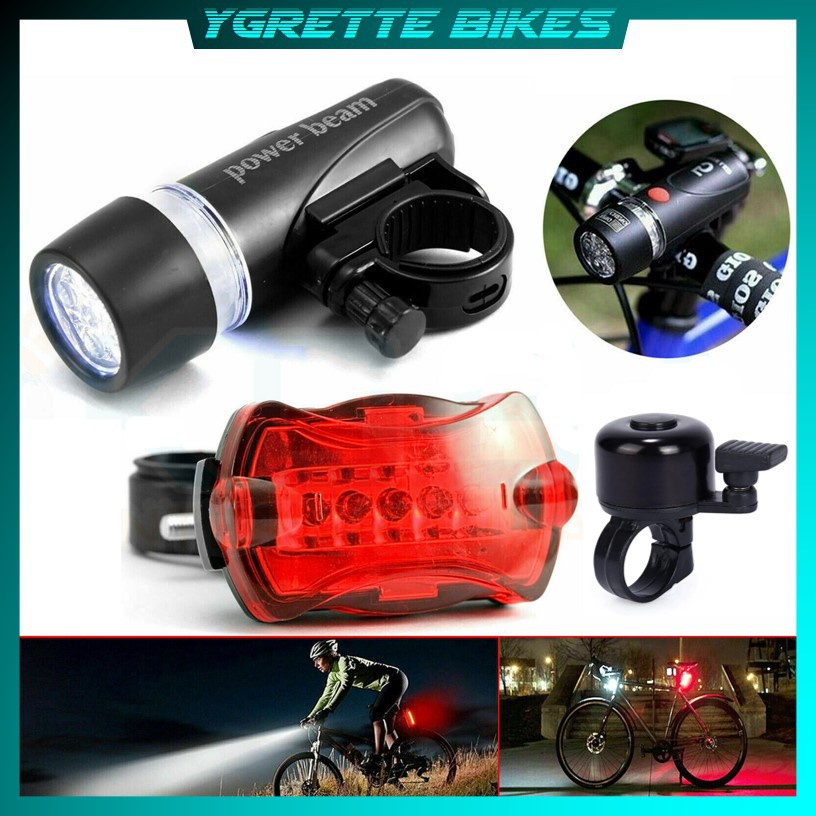 YGRETTE - Terlaris Powerbeam Lampu Depan Sepeda 5 LED &amp; Lampu Belakang POWER BEAM