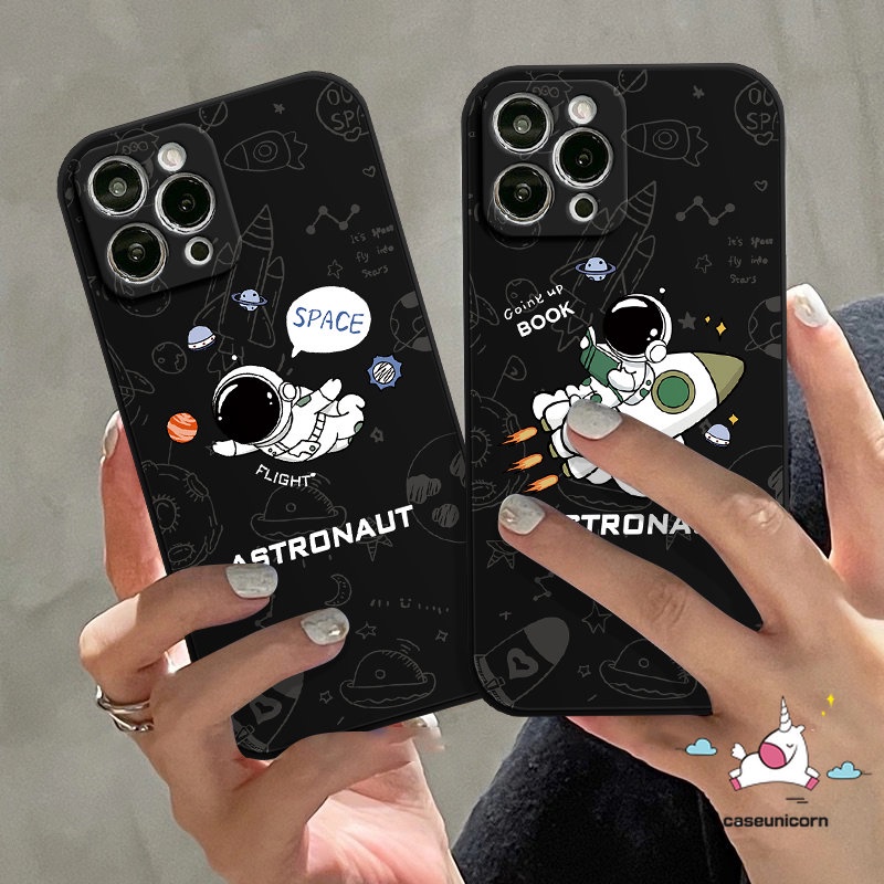 Lovely NASA Space Astronot Kartun Casing Realme C20 C30 C33 C15 8pro 9i 10 9 C35 C12 C31 C25s 8 5i 6i 7 8i 10 C25Y C21Y C25 C1 C21 C3 5 7i C17 Fashion Tepi Lurus Soft Cover