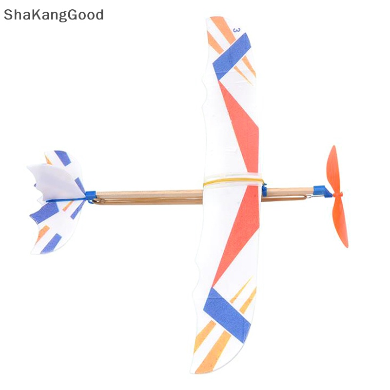 Karet Gelang Selip Elastis Bertenaga Pesawat Glider Flying Plane Pesawat DIY Mainan Anak SKK
