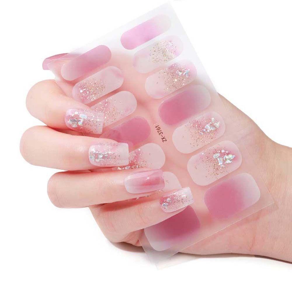 Mxbeauty Stiker Kuku Penuh Fashion Wanita Full Cover Nail Tips 3D Berlian Imitasi Tekan Pada Kuku Dekorasi Kuku