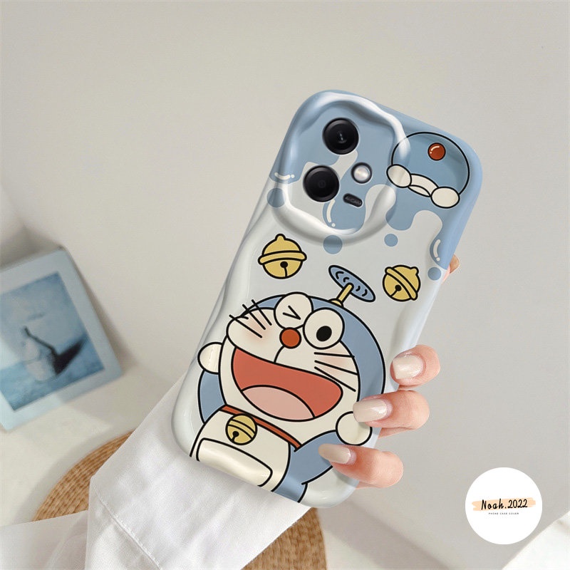 IPHONE Kartun Doraemon Case Kompatibel Untuk Iphone6 6S 7 8 Plus XR 11 Pro MAX 12 14 13 Pro MAX X XS MAX Cute Manyo Bear 3D Wavy Curved Edge Glossy Airbag Shockproof Couples Soft Cover