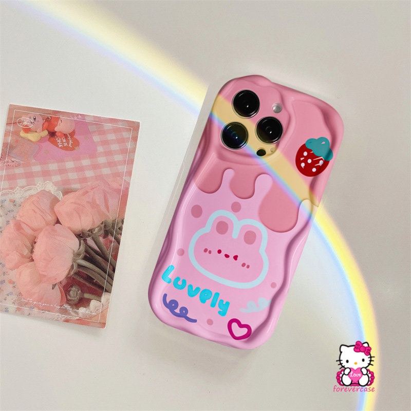 Casing 3D Wavy Curved Edge Glossy Untuk Redmi Note11 9 11s 10 8 10Pro Max 10S Redmi A1 9T 10 9C NFC 9A 10A 10C 9 A2 POCO M3 Pasangan Kartun Lucu Ice Cream Bear Rabbit Soft Tpu Cover