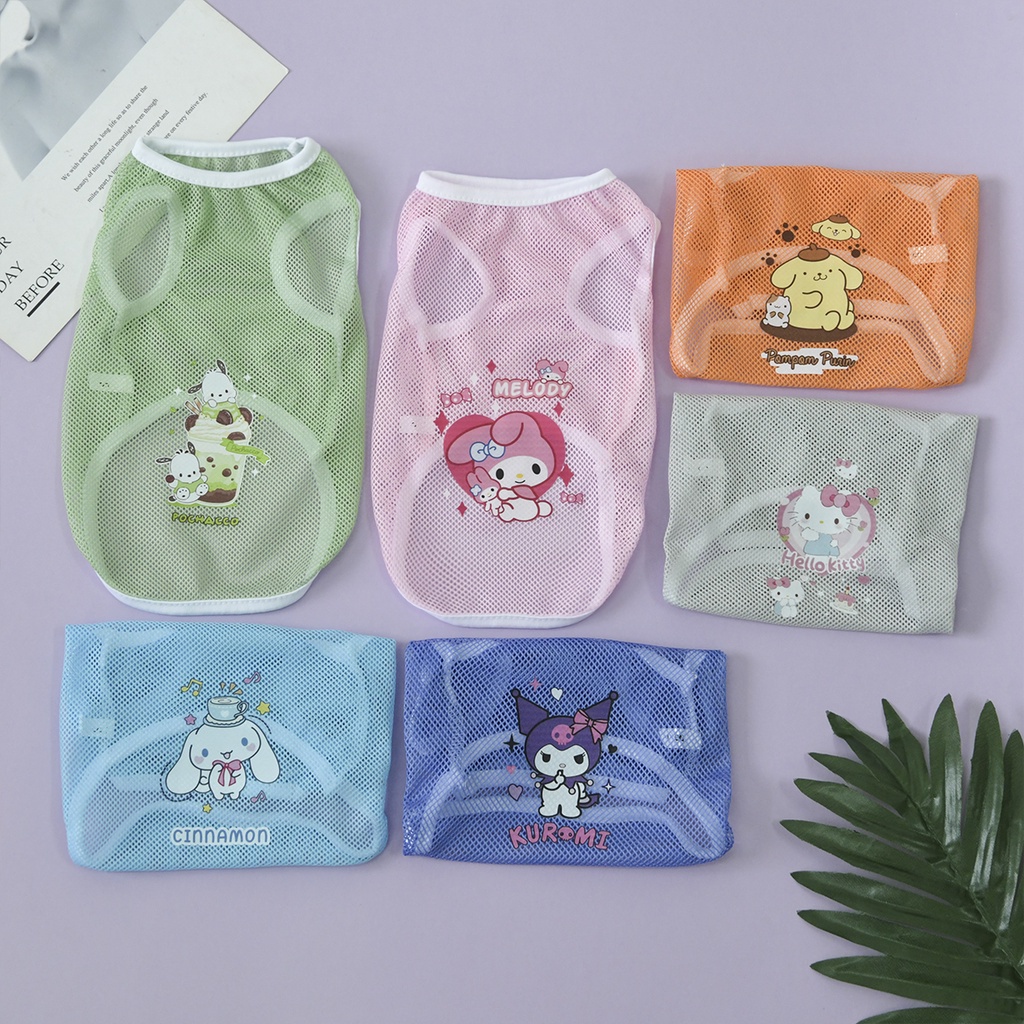 Pakaian Hewan Peliharaan Kucing Dan Anjing Musim Semi Dan Musim Panas Rompi Keren Sanrio mesh Rompi golden hair Keji Pakaian Anjing Sedang Dan Besar