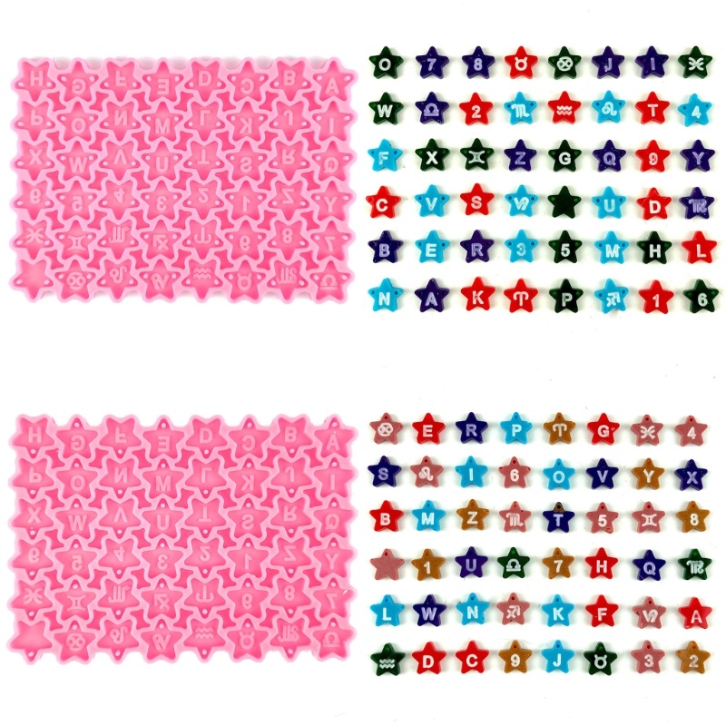 Siy Mini Huruf Bintang Cetakan Silikon Epoxy Resin Cetakan DIY Gantungan Kunci Perhiasan Liontin Alat Kerajinan Membuat Perlengkapan Antilengket