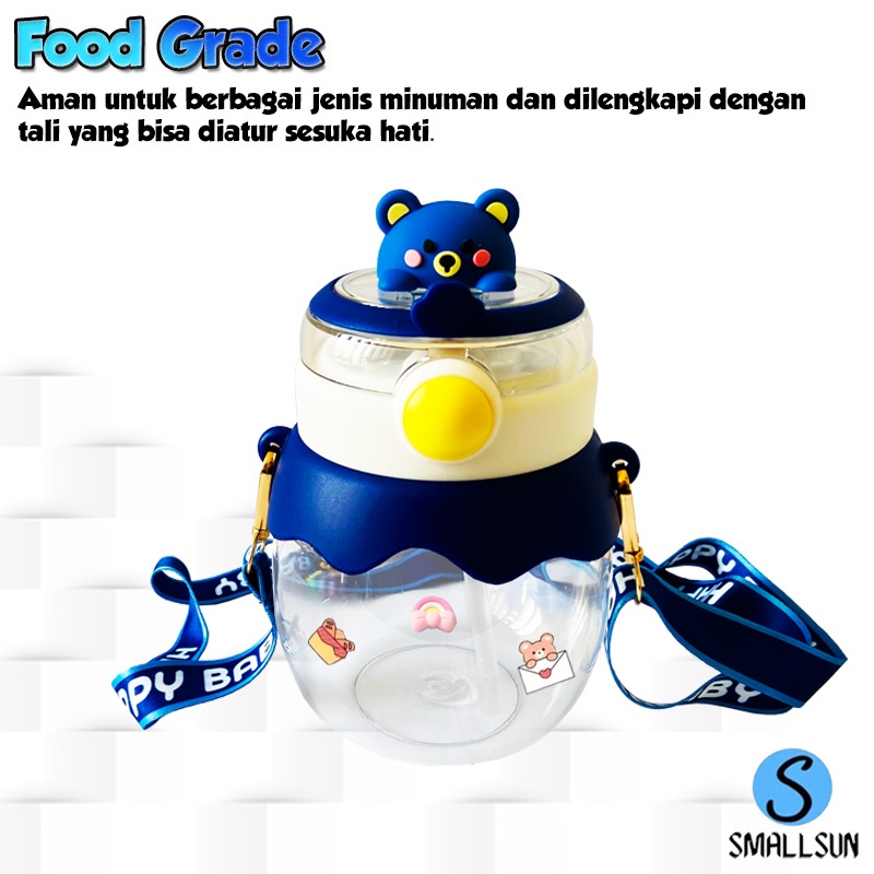 (SS) Botol air Minum Anak Lucu Karakter Animal Kapasitas 700ml Free Tali Free Sticker 2D+3D