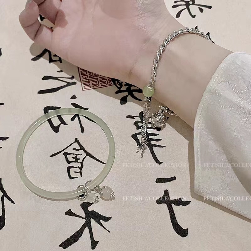 Gelang Lonceng Wanita Giok-Bukti Gaya Cina Baru2023 Gaya Baru Gaya Kuno Satu Langkah Satu Cincin Rumbai Istana Gelang Lonceng