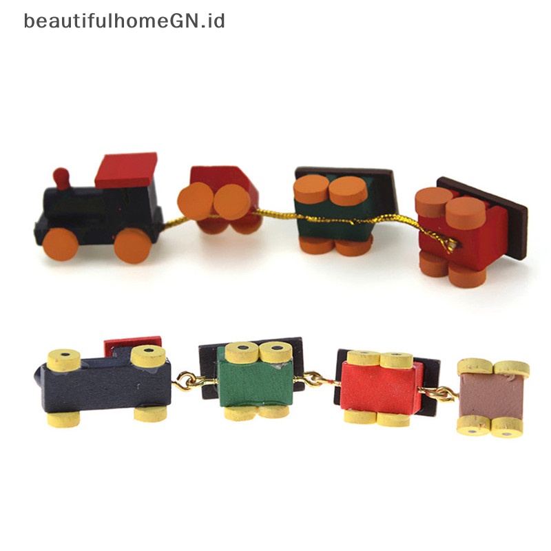 {Cantik} 1per12rumah Boneka Miniatur Mainan Dicat Lucu Kereta Set~