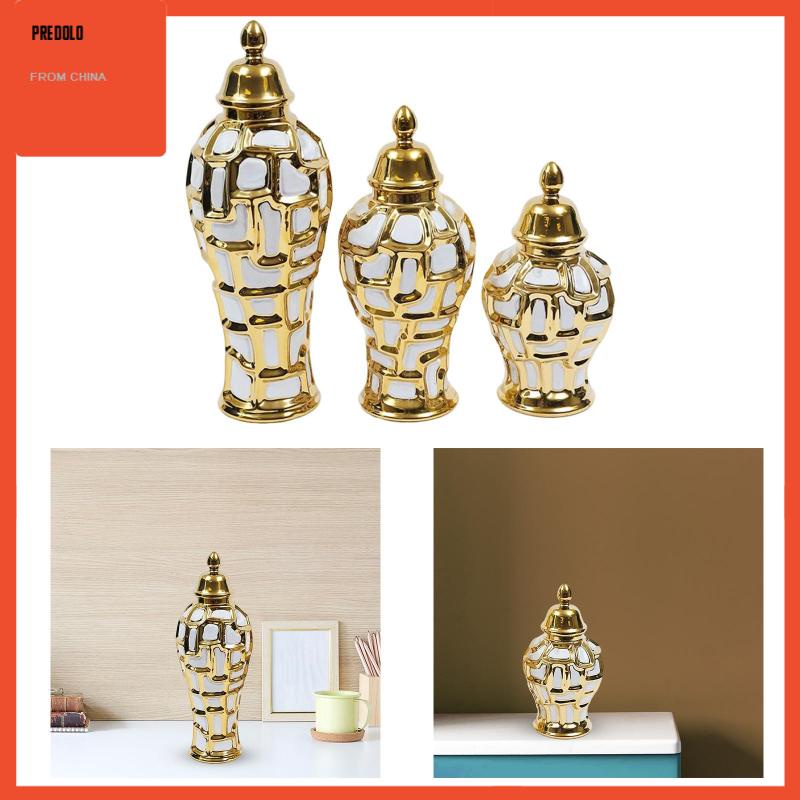 [Predolo] Ginger Jar Ceramic with Lid Vas Hias Dekorasi Rumah Candi