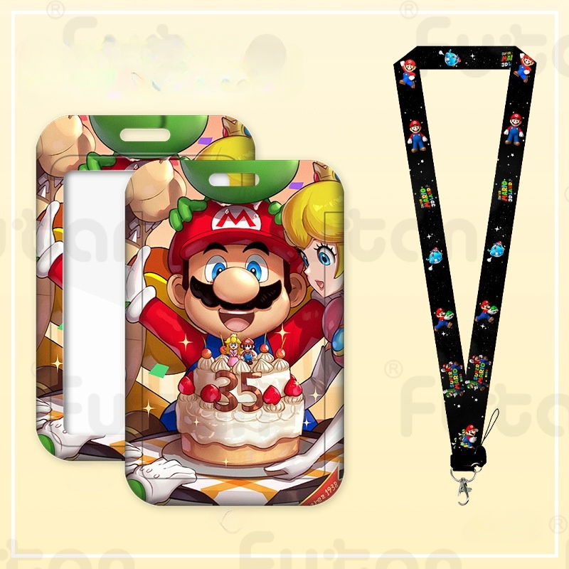 Kartun Baru Mario Kreatif Lanyard Pemegang Kartu Siswa Gantung Leher Ponsel Lanyard Lencana Subway Akses Card Holder