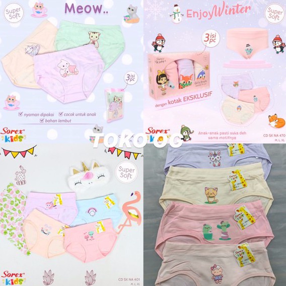 3 PCS | SOREX KIDS GIRL SK NA 470; NA 471; NA401; CD CELANA DALAM SEGITIGA ANAK PEREMPUAN SoREX BOBA