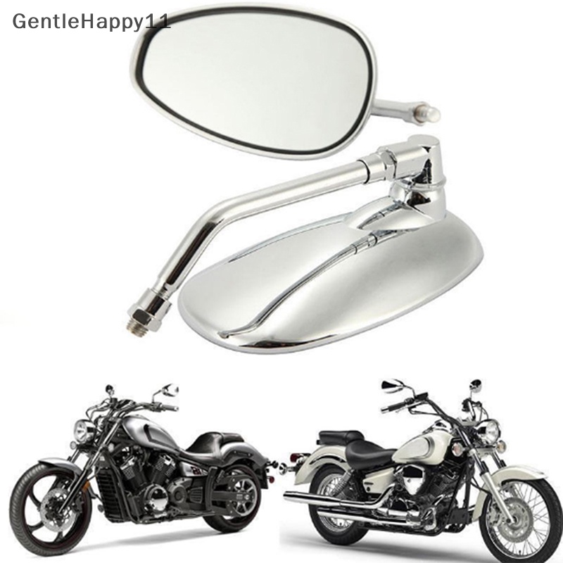 Gentlehappy 2PCS Cermin Kaca Spion Spion Motor Oval Chrome Untuk Ducati KTM Kawasaki id