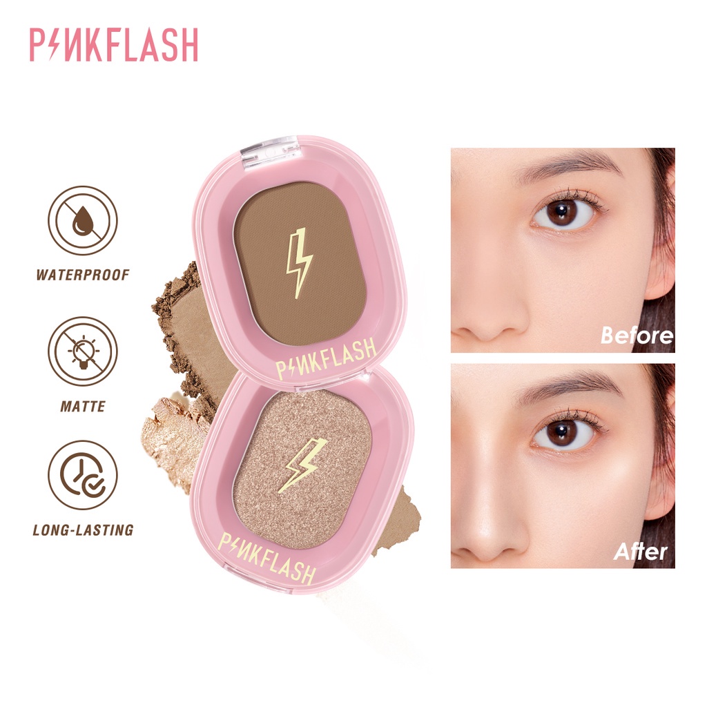 PINKFLASH Contouring Highlight Powder Highlighter Contour Shimmer Soft Smooth 4 Colours Sorotan Kontur PF-F02