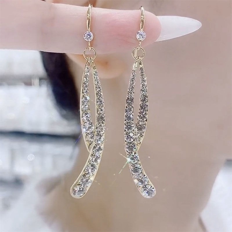 Fashion Mewah Zirkon Pejantan Anting Untuk Wanita Baru Trendi Geometris Busur Cross Fishtail Earring Vintage Pesta Perhiasan Hadiah