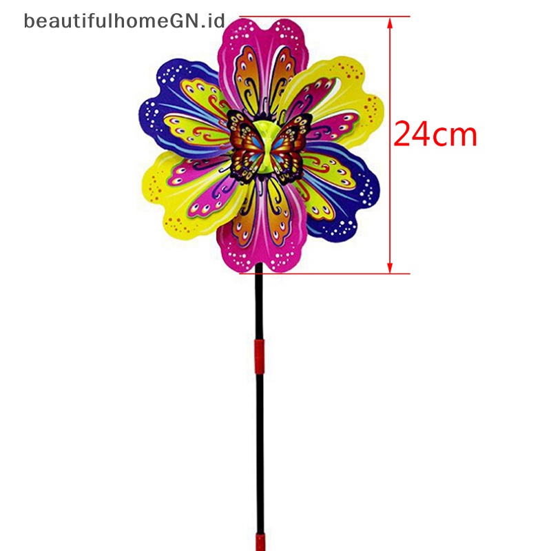 {Cantik} Butterfly Flower Windmill Colorful Wind Spinner Dekorasi Halaman Taman Mainan Anak~