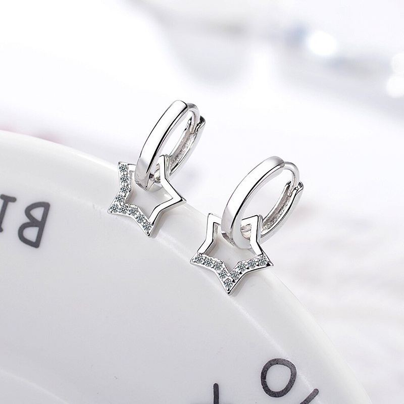 Anting Bintang Fashion Berlian Imitasi Bahan Alloy Untuk Wanita