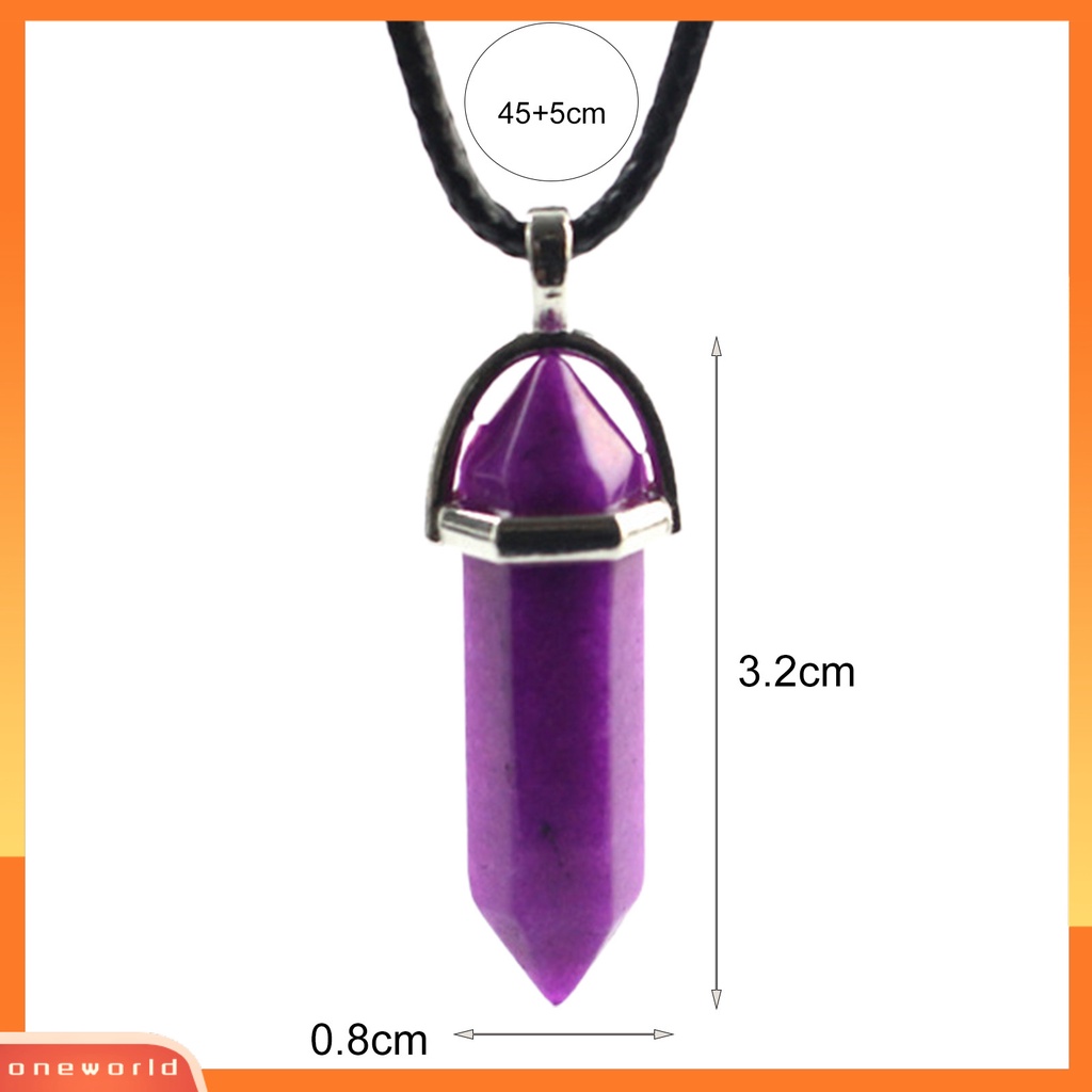 [ONE] Tali Hitam Adjustable Indah Wanita Kalung Alami Batu Hexagonal Kawat Dibungkus Liontin Kalung Perhiasan Aksesoris