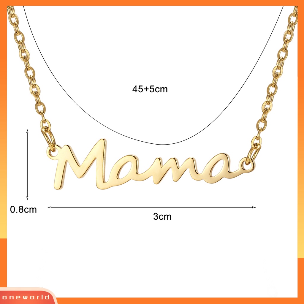 [ONE] Adjustable Elegan Link Rantai Wanita Kalung Mama Huruf Liontin Kalung Untuk Hari Ibu