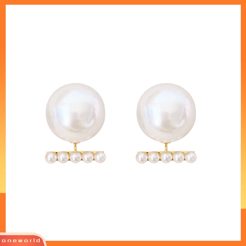 [ONE] 1pasang Ear Studs Gaya Perancis Elegan Dainty Hadiah Mulia Nonallergic High Gloss Faux Pearl Women Earrings Perhiasan Aksesoris