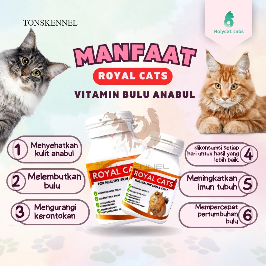 Vitamin Bulu Rontok Melebatkan Mengkilapkan Bulu Kucing Royal Cats For Healthy Skin and Coat