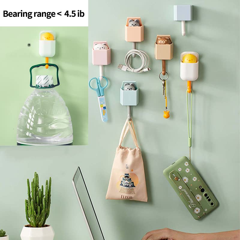 Hangers Gantungan Pintu Kamar Tidur Asrama, Gantungan Kunci Kartun Hewan dengan Perekat untuk Dekorasi Dinding, Topi Handuk Payung