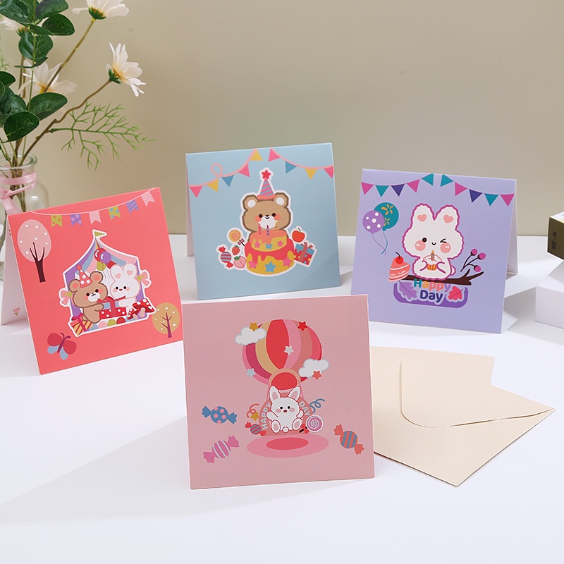 3d Happy Birthday Card Pop Up Greeting Kartu Lucu Kue Ulang Tahun Postcards Hadiah Liburan Dengan Amplop