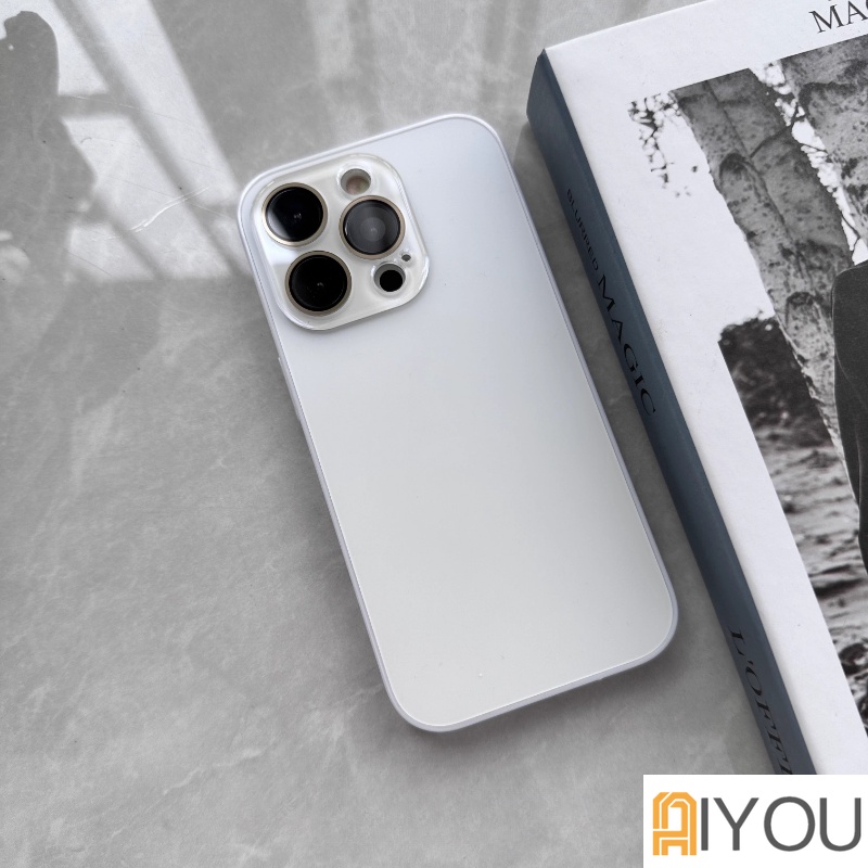 IPHONE Casing Lensa Kaca Frosted Matte Mewah Untuk Iphone14 11 13 12 Pro Max 14Plus Plating Edge Casing Hard PC
