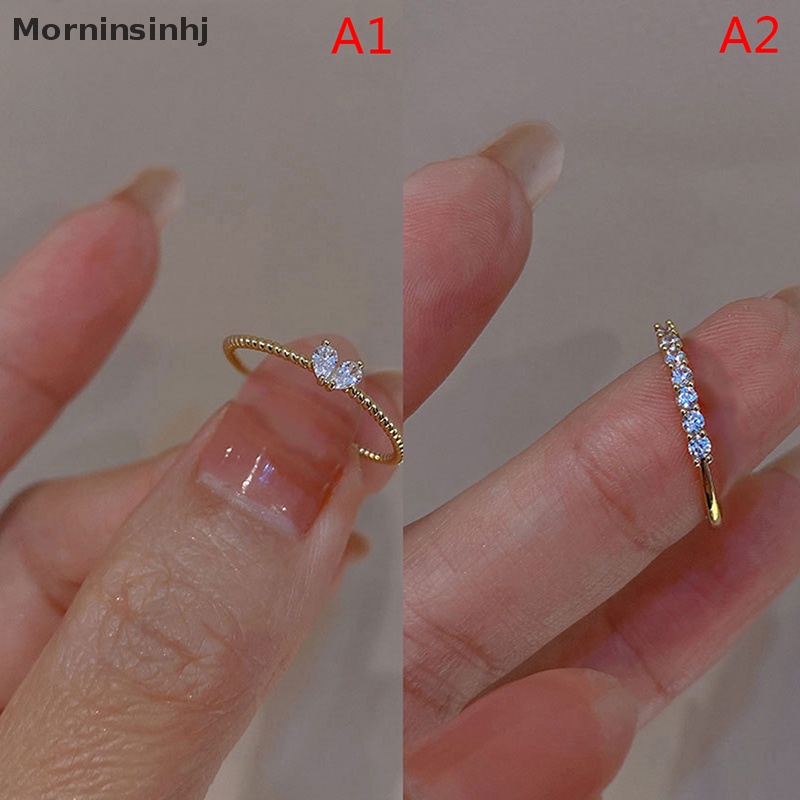 Mornin Fashion Kristal Hati Pernikahan Band Rings Untuk Wanita Pertunangan Warna Emas Perempuan Cincin Halus Pesta Jewerly id