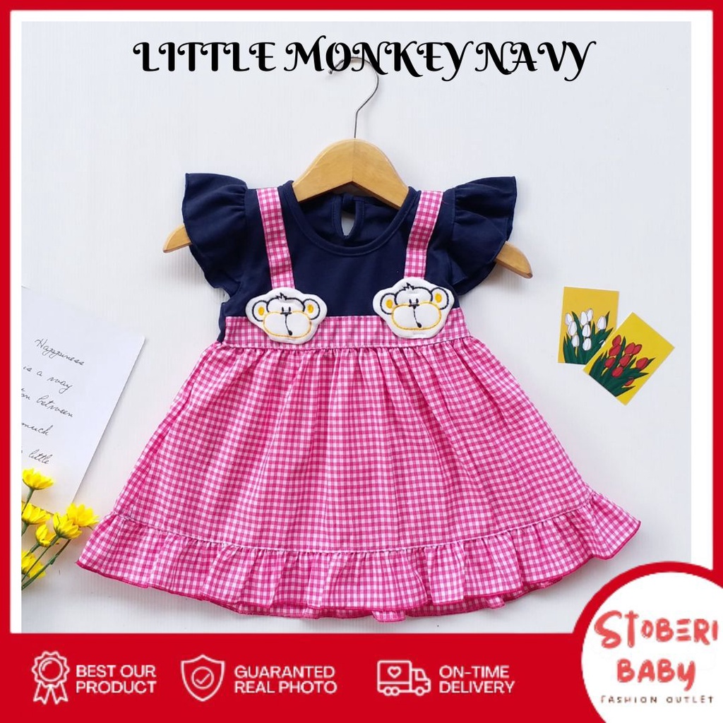 stoberi baby - QIU2 LITTLE MONKEY Baju Bayi Model Dress MURAH Baby Girl (0-6 bulan) Dress Anak Perempuan