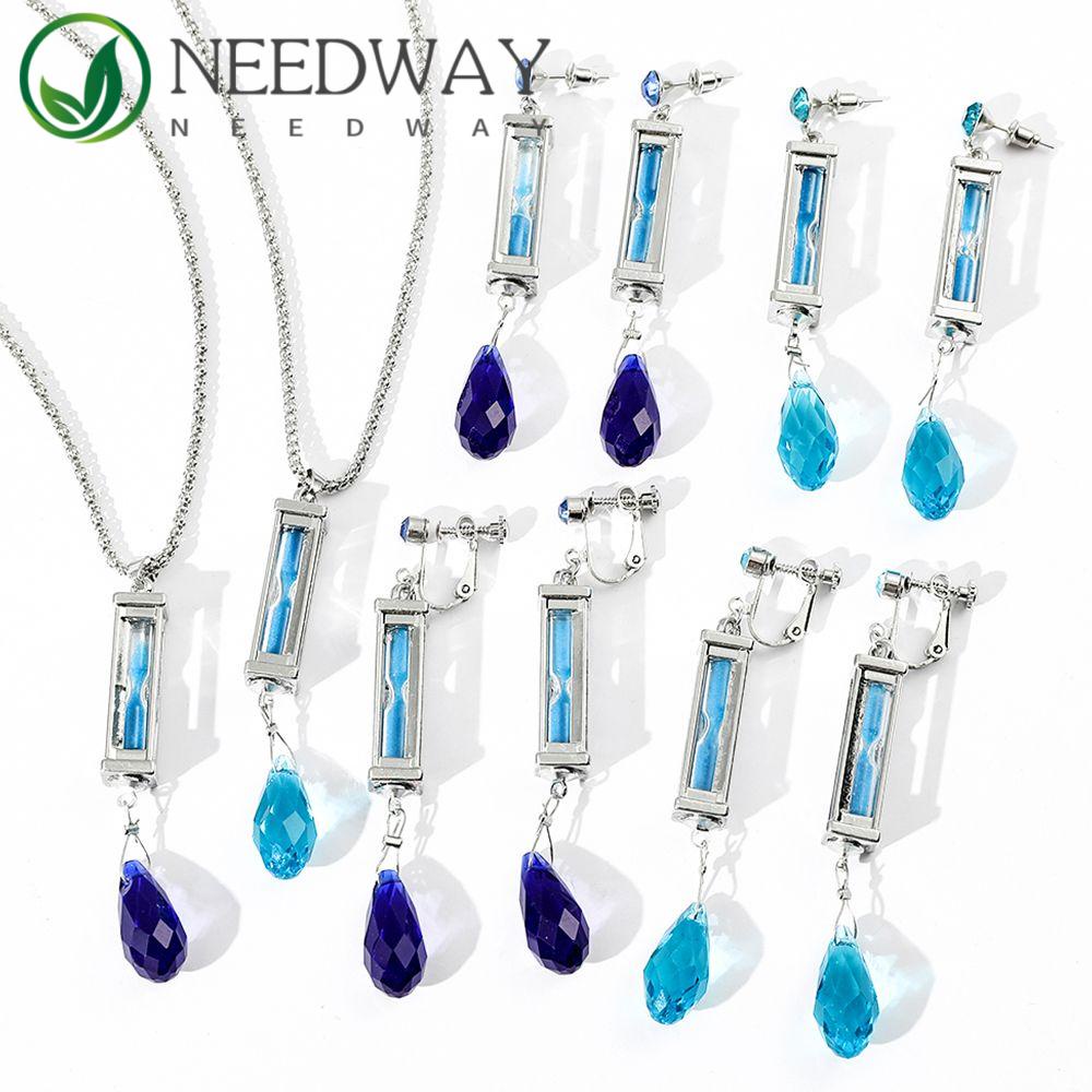 Needway   Jam Pasir Anting Kepribadian Kreatif Klip Telinga Gantung Aksesoris Telinga Cosplay Ear drop