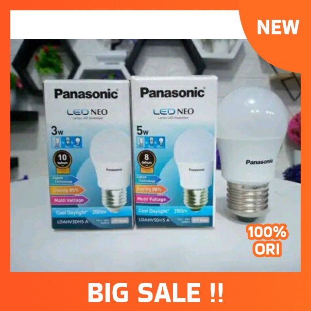 ✔PANASONIC LED MURAH, LAMPU LED PANASONIC 3/ 5/ 7/ 9/ 11/ 13 WAAT COOL DAYLIGHT PUTIH✔