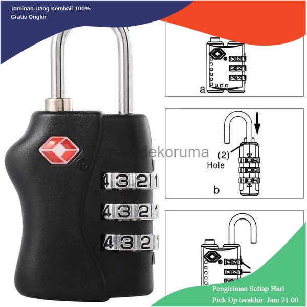 TD - DPR CJSJ Gembok Koper Angka 3 Digit Suitcase Password TSA Lock - TSA-338