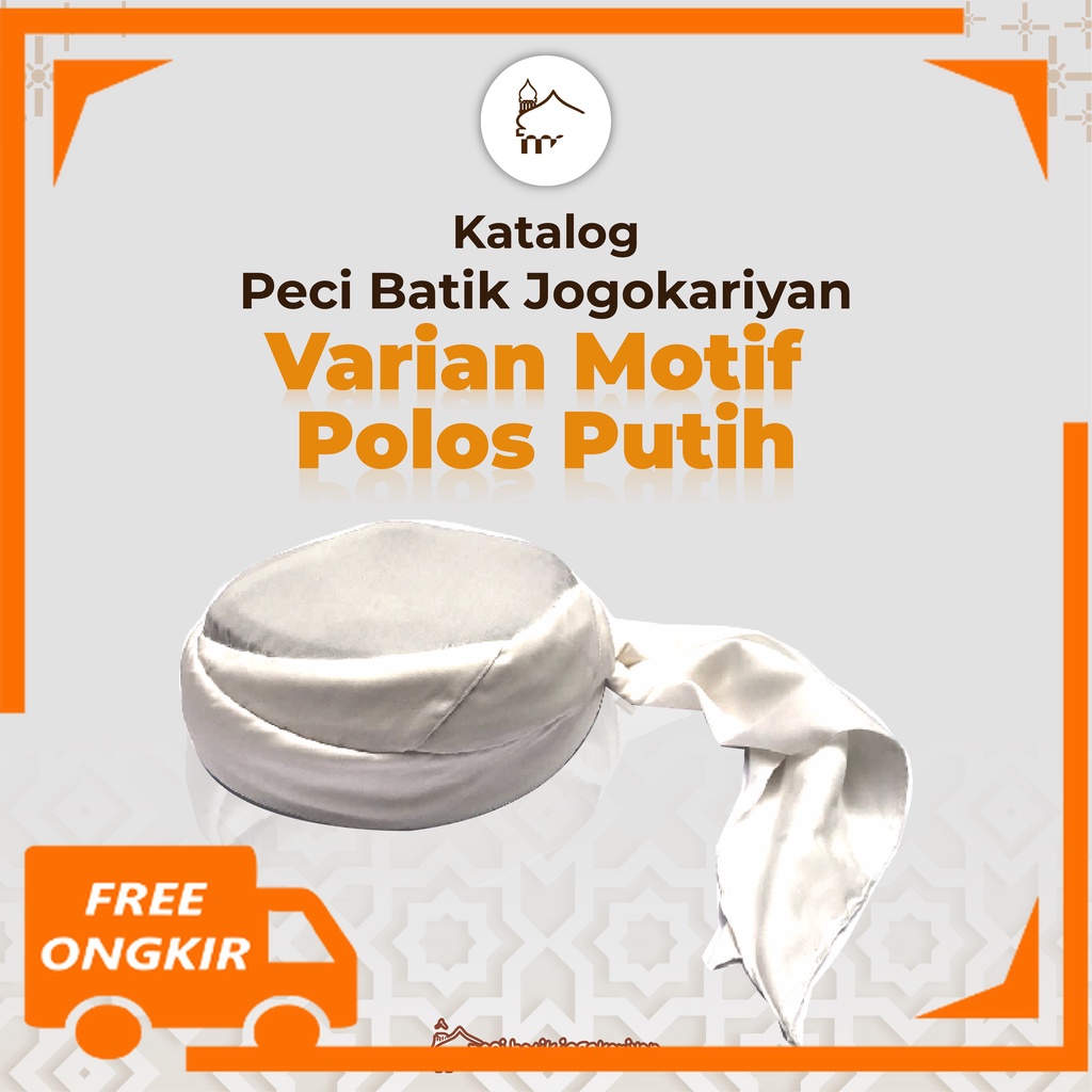 Peci Batik Jogokaryan Jogokariyan Motif Polos Putih Original songkokudengkopeah kupluk