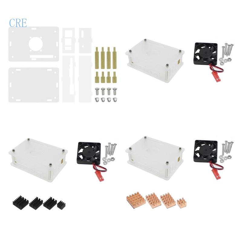 Cre Kotak Kandang Akrilik Dengan Kipas Pendingin Untuk Orange Pi5 5B Papan Pengembangan Case Heatsink Fan Cooling Radiators