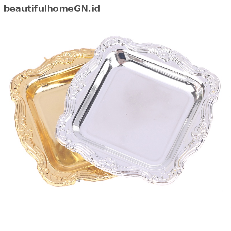 {Cantik} 2pcs Miniatur Rumah Boneka Aksesoris Piring Simulasi Nampan Teh Plastik Mini~