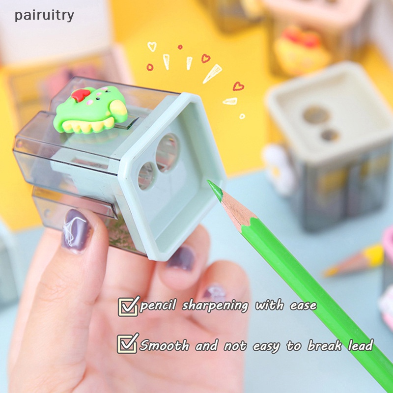 Prt Pengasah Pensil Kartun Lucu Kecil Dua Lubang Sharpener Pencil Kawaii Stationery PRT