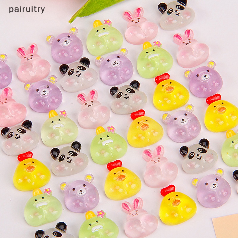 Prt 10PCS Hewan Bercahaya Kartun Resin Ayam Bebek Beruang Ch DIY Hadiah Ornamen PRT