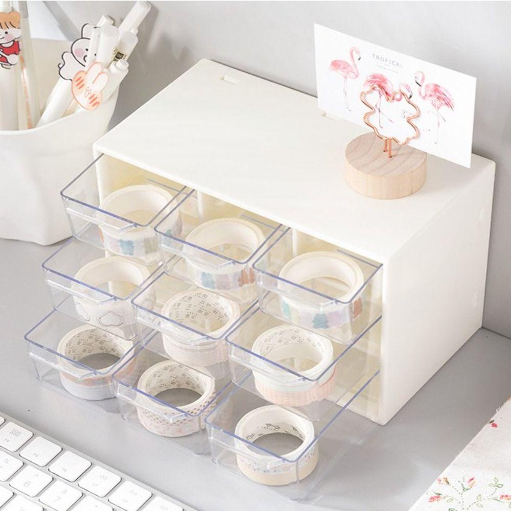 [Elegan] Desktop Storage Laci Tahan Debu 9kisi Wadah Makeup Perhiasan Earphone Rumah Kantor Serba Serbi Alat Tulis Organizer