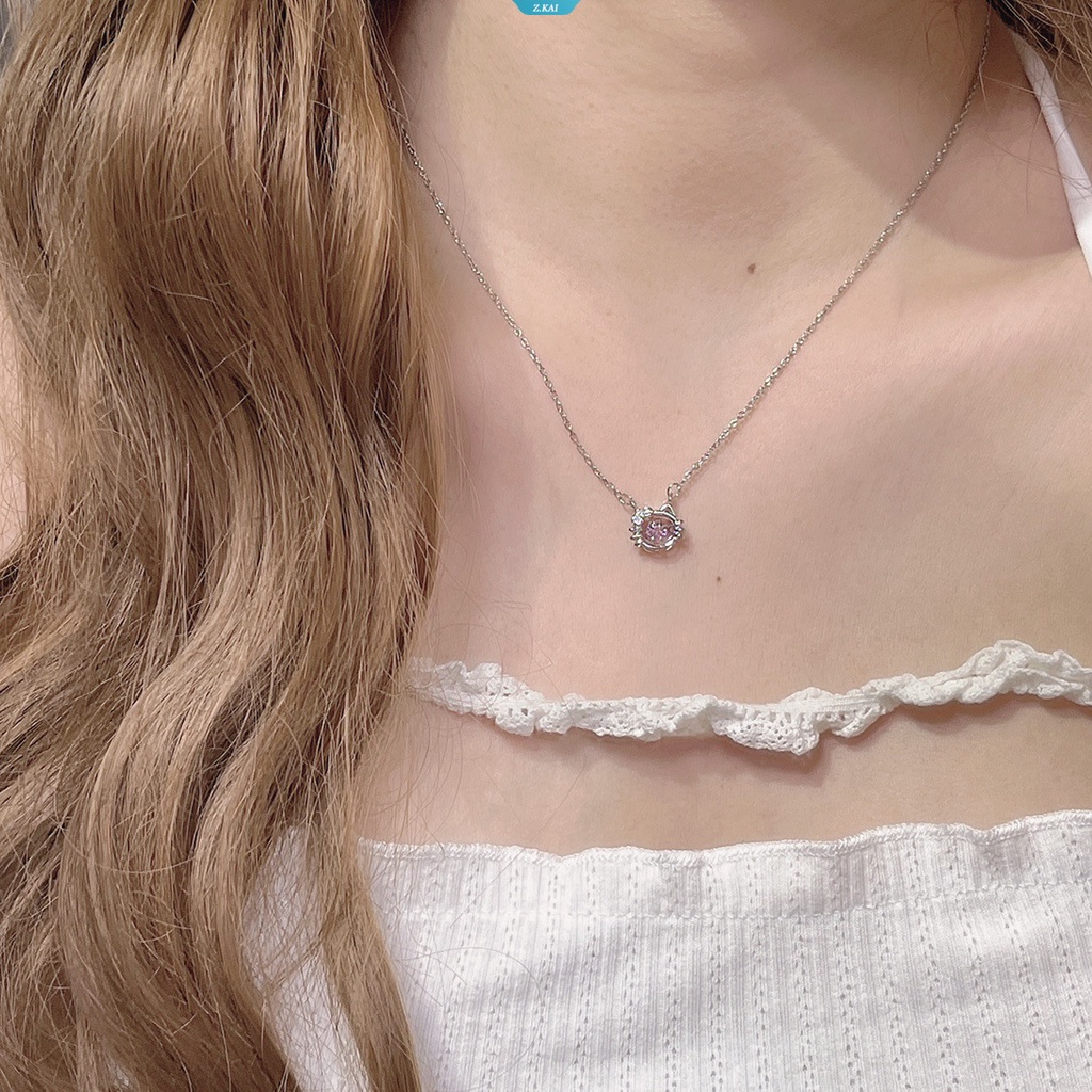 Sanrio Hello Kitty Kalung Pencocokan Kalung Untuk Wanita Fashion Gadis Hadiah Hati Rantai Klavikula Desain Kecil Sweater Rantai [ZK]