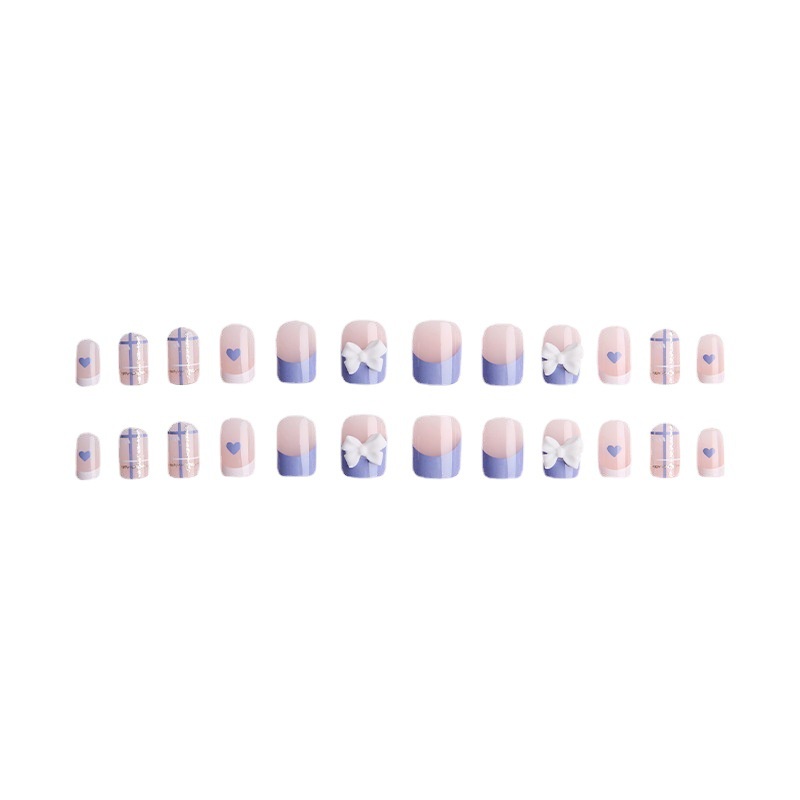 X96 24 Pcs DIY Kuku Palsu French Cool Finger Nail Art Stiker Kuku Palsu