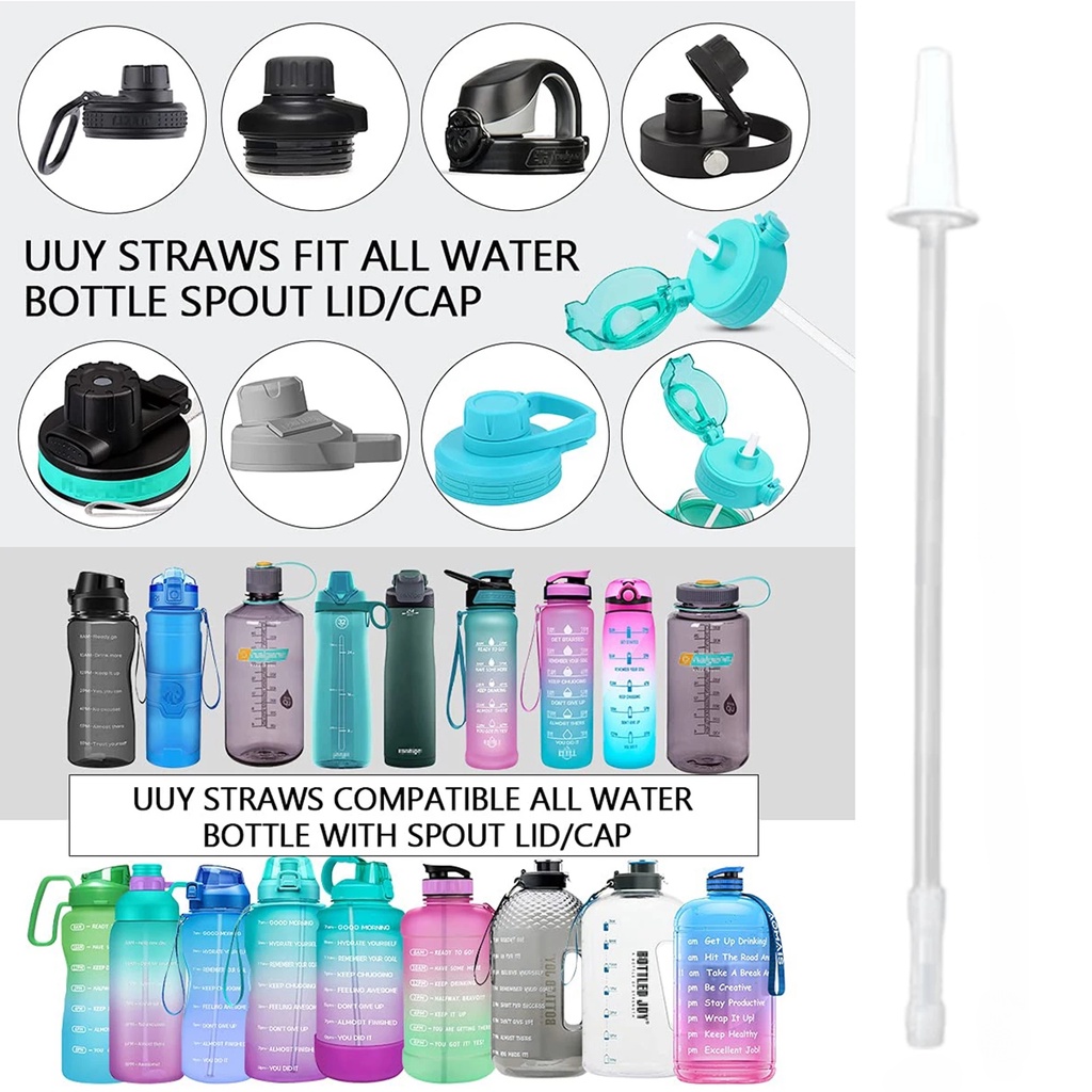 Sedotan Plastik Silikon Lembut Rumah Tangga/Sedotan Pengganti Botol Air Cuttable/Reusable Water Bottle Straw with Straw Brush/Universal Untuk 220mm 275mm 320mm Big Belly Cup