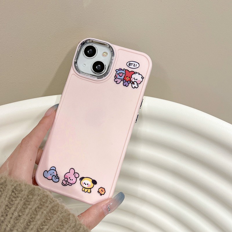 All New Electroplated Camera Skin Silicone Soft Case IPhone 11 12 13 14 Pro Max Women's Fashion Gift Cute Cartoon Phone Case The BT Pink White