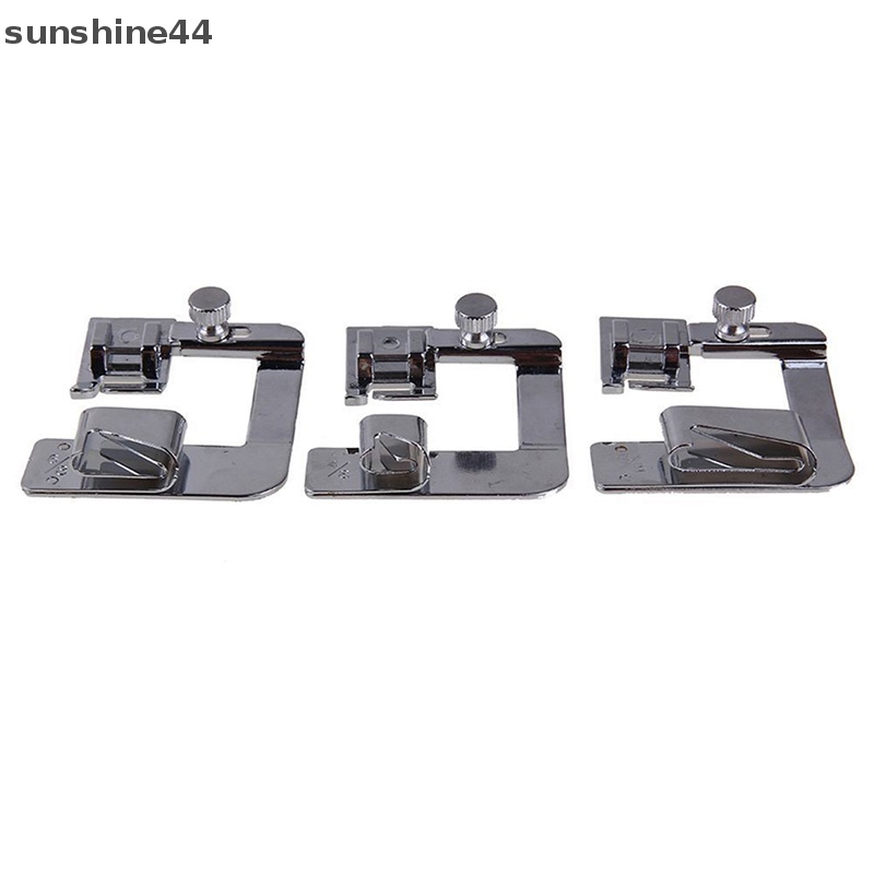 Sunshine 3Pcs Hemming Cloth Strip Presser Foot Mesin Jahit Hemmer Digulung Hem ID