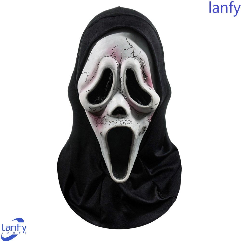 Lanfy Noda Darah Hitam Penutup Kepala Topeng Topeng Untuk Pria Dan Wanita Dekorasi Prop Prom Perlengkapan Pesta Halloween Party Ghost Face Mask Horror Masks